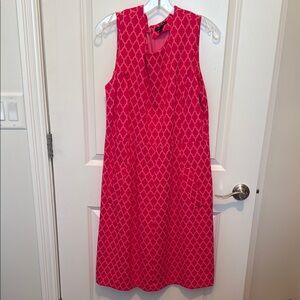 Lands' End Pink Sleeveless A-line Midi Dress